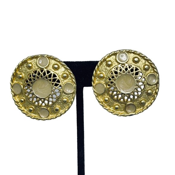 Vintage Lot of 5 Heavy Gold Tone Clip On Earrings (5505) - Picture 3 of 8